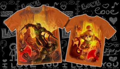 Футболки с полной запечаткой: парные - doom animal crossing